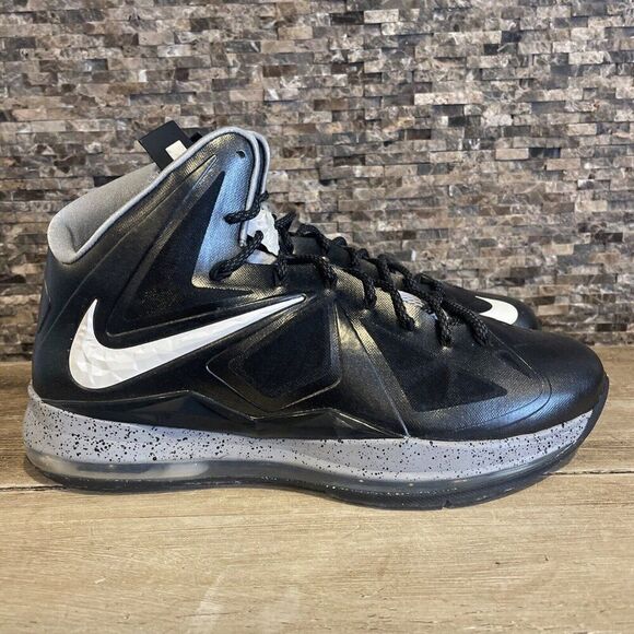 Nike Lebron 10 Brooklyn Nets Nike ID Black Grey White Nike by You Size 13 EUC - Picture 1 of 7